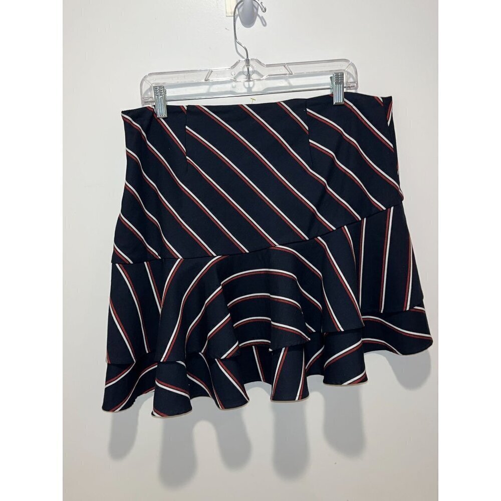 NWT Express Womens Striped Ruffle Mini Skirt Size 12 - Picture 2 of 7